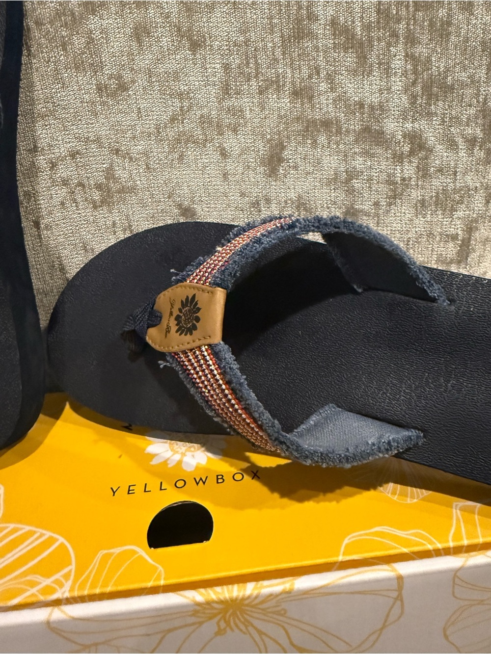 Yellow Box Women’s Navy Blue Flip Flop Sandals - Picture 3 of 4